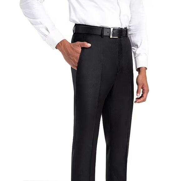 NWOT Santorelli Loro Piana Modern Fit Flat Front Dress Pants Black Men's Size 42 - Picture 3 of 6